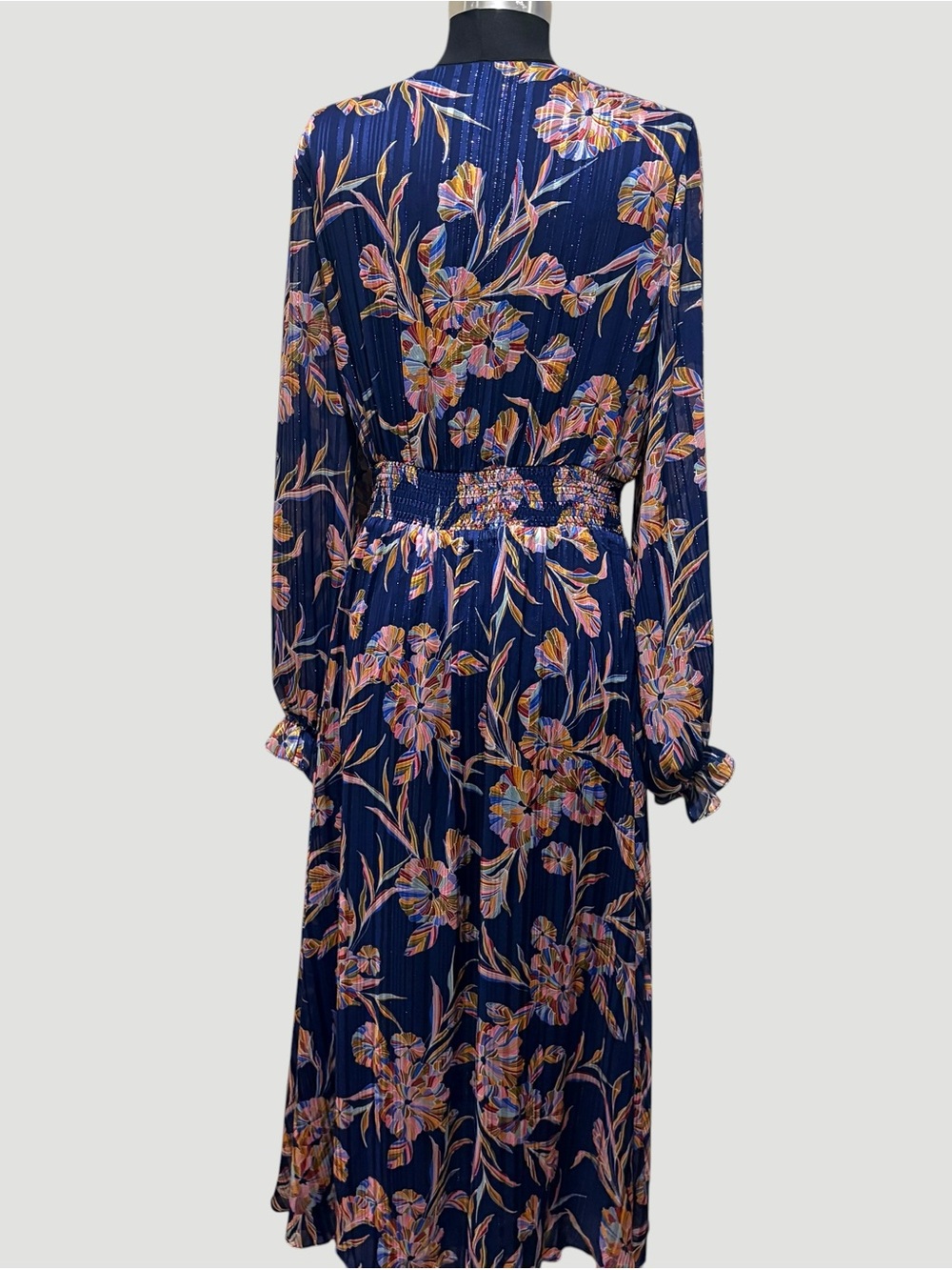 Laundry By Shelli Segal Navy Floral Long Sleeve Maxi Dress - Picture 3 of 12